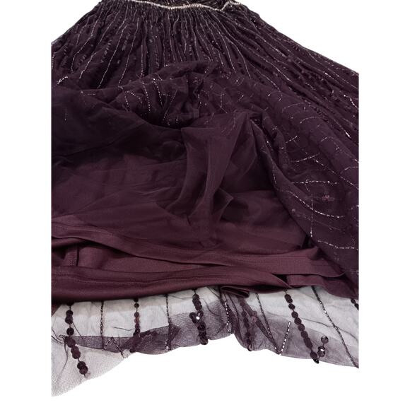 NEW MAC DUGGAL Dress -READ- Plus 18 Purple Aubergine Formal Maxi Beaded Sequins - Picture 10 of 15